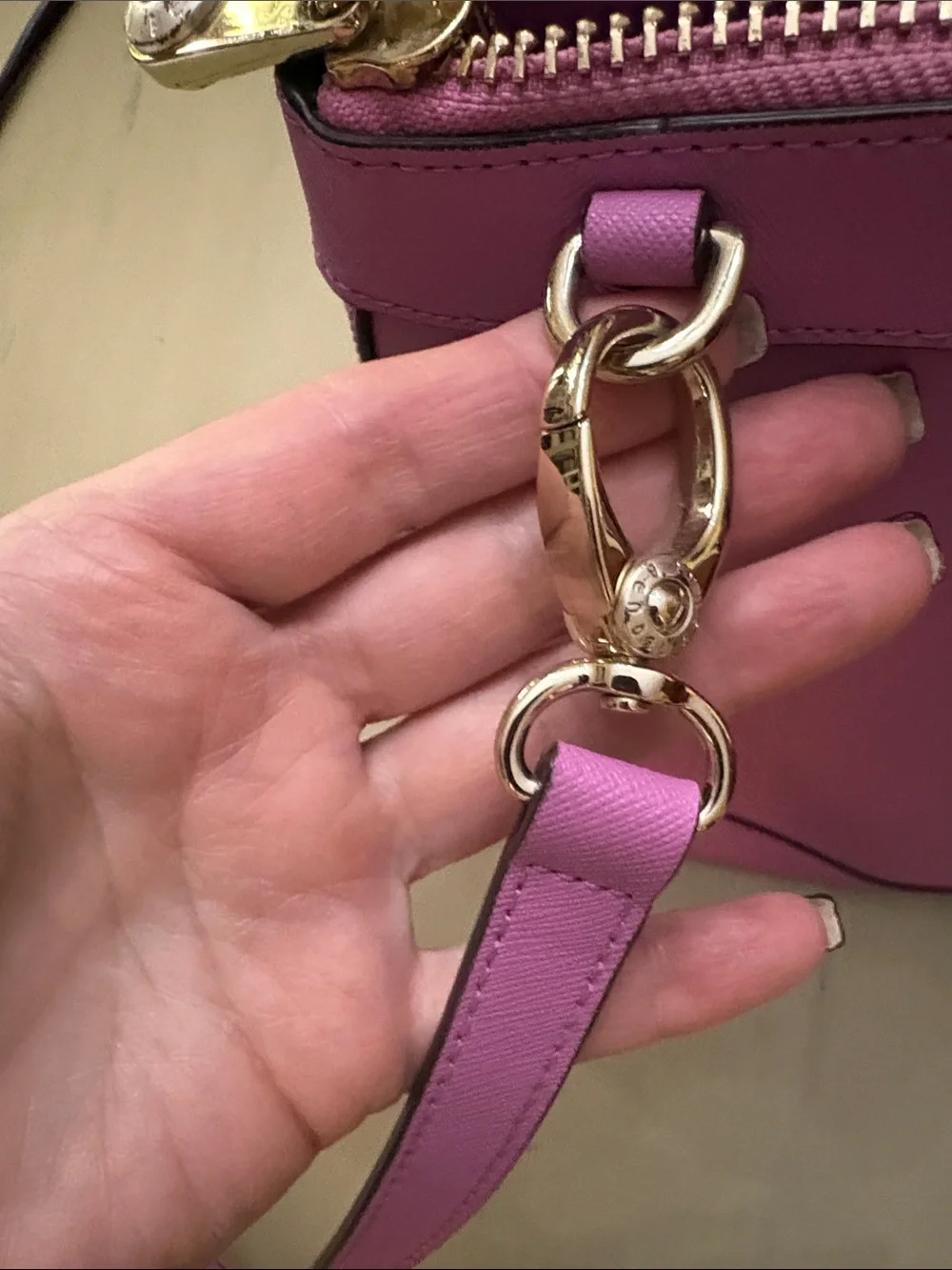 Henri Bendel West 57th Pink Eyelet Satchel with Gold-Tone Hardware